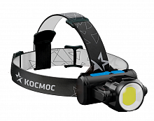 Фонарь КОСМОС светодиодный KOCH5WLi-On, налобный, 3Вт XPE, 5Вт COB, акк. 1200Mah LI-On, зарядка Micro USB, поворотная линза (1/30/120)
