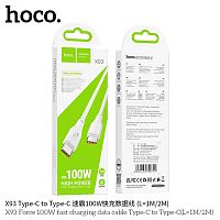 Кабель Type-C - Type-C HOCO X93 Force, 1.0м, 3.0A, PD100Вт, пластик, цвет: белый (1/37/370) (6931474790712)