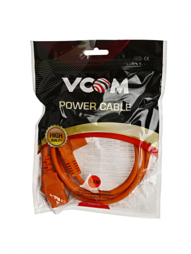 Кабель компьютер --> розетка 220V (угловая Евровилка) <VDE> 3G0,75mm2 VCOM {CE021-O} 1,8m, ОРАНЖЕВЫЙ (1/50) (CE021-CU0.75-1.8M-O) фото 3