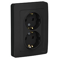 Розетка 2-м С/У BLANCA 16А IP20 250В с заземл. без защ. шторок антрацит Systeme Electric BLNRS001026 (1/6/12)