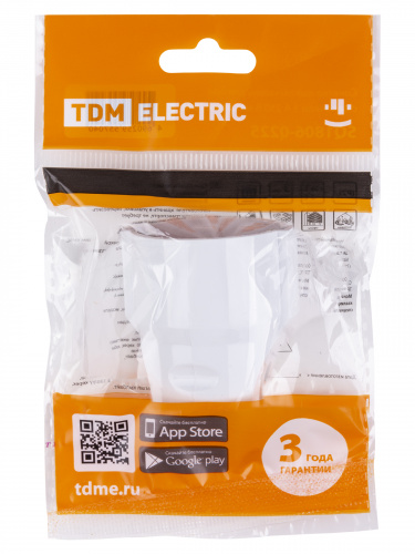 Кабельная розетка рифленая 2П+З 16А 250B белая TDM (20/300) фото 2