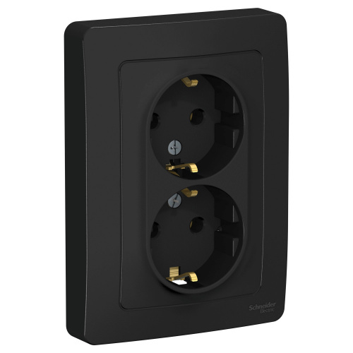 Розетка 2-м С/У BLANCA 16А IP20 250В с заземл. без защ. шторок антрацит Systeme Electric BLNRS001026 (1/6/12)