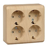 Розетка 4-м О/У ЭТЮД 16А 250В защ. шторки с заземл. сосна Systeme Electric PA16-208D (1/5/60)