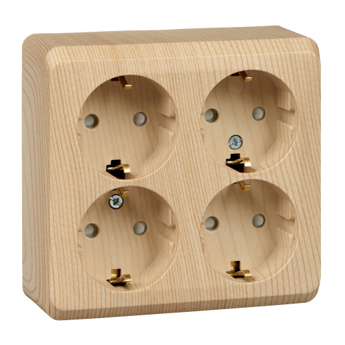 Розетка 4-м О/У ЭТЮД 16А 250В защ. шторки с заземл. сосна Systeme Electric PA16-208D (1/5/60)