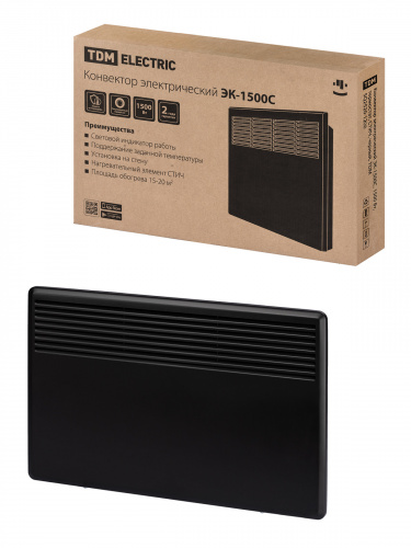 Конвектор электрический ЭК-1500С, 1500 Вт, термостат, СТИЧ, черный, TDM (1/5) (SQ2520-1208)