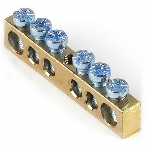 Шина "N" нулевая (латунь) SMARTBUY 6х9мм, 6 группкрепеж по центру (1/500) (SBE-bc-06)