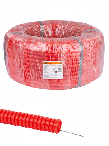 Труба гофрированная ПНД с зондом d 16мм (100 м) легкая красная (100/100) (цена за 1м, отгрузка от упаковки) TDM (SQ0413-0031)