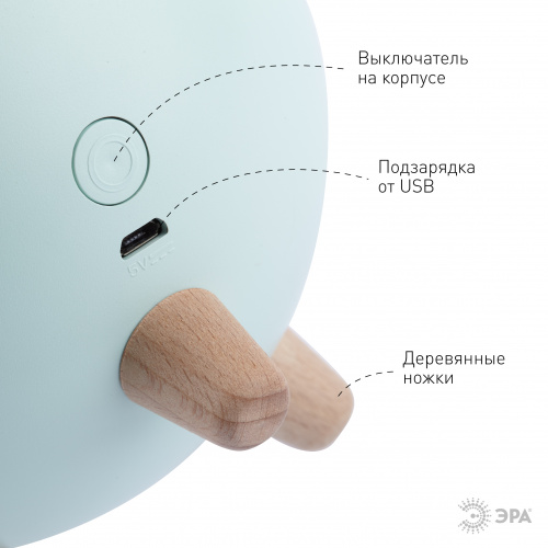 Детский ночник - светильник светодиодный ЭРА NLED-468-1W-GR хомяк зеленый (1/48) (Б0052817) фото 11