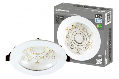 Светильник светодиодный TDM встраиваемый Деко 03, 10 Вт, 4000K, кругл, D170 мм, зол./бел., IP44, (1/20) (SQ0362-0007) Светильник светодиодный TDM встраиваемый Деко 03, 10 Вт, 4000K, кругл, D170 мм, зол./бел., IP44, (1/20) (SQ0362-0007)