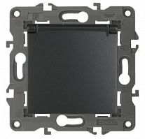 Розетка ЭРА, серии ЭРА Elegance, скрытой установки, 2P+E Schuko со шторками с крышкой, 16A0В, IP20, антрац