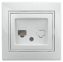 Розетка INTRO информационная RJ45, СУ, б.л., Plano, белый (10/200/2400) 1Э-303-01
