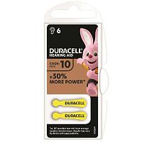 Элемент питания DURACELL ZA10 6BL (для слуховых аппаратов) (6/60/600/54000) (Б0039179)