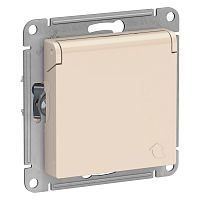 Механизм розетки 1-м С/У ATLASDESIGN 16А IP20 с заземл. защ. шторки с крышкой беж. Systeme Electric ATN000246 (1/15/120)