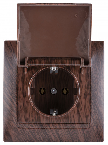 Розетка 2П+З 16А 250В IP44 с крышкой венге , с/у, "Лама" (10/120) TDM (SQ1815-0426) фото 4 Розетка 2П+З 16А 250В IP44 с крышкой венге , с/у, "Лама" (10/120) TDM (SQ1815-0426) фото 4