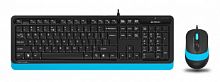 Комплект проводной Клавиатура + Мышь A4TECH Fstyler F1010 клав:черный/синий мышь:черный/синий USB Multimedia (1/10) (F1010 BLUE)
