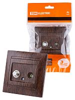 Розетка TV ("мама") + SAT (F-разъем) 0-2400МГц венге , с/у, "Лама" (10/120) TDM (SQ1815-0420)