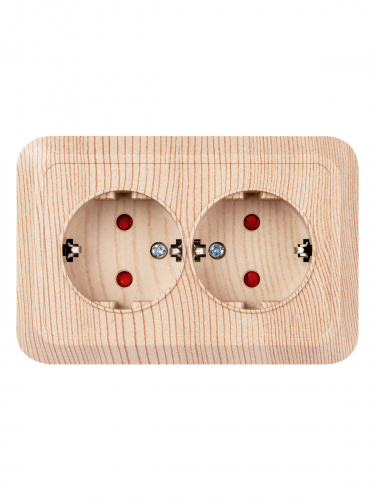 Розетка TDM угловая двойная 2П+3 открытой установки с з/ш IP20 250В 16А сосна "Ладога" (6/72) (SQ1801-0443) фото 7