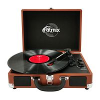 Виниловый проигрыватель RITMIX LP-160B Brown, скор.33,45,78об/мин,перекл:громк,режим,тонарм:руч,ф-я автостоп,BT,2 дин (1/3) (80001173)