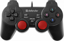 Проводной геймпад DEFENDER Glyder USB, 12 кнопок, 2 стика, черный (1/20) (64399)