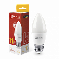 Лампа светодиодная IN HOME СВЕЧА-VC 11Вт 230В Е27 3000К 1050Лм (10/100) (4690612020488)