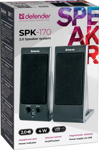 Акустическая 2.0 система DEFENDER SPK-170, USB, чёрная (1/40) (65165) фото 4