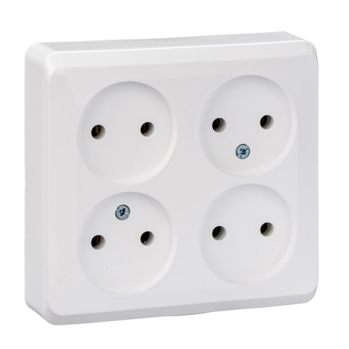 Розетка 4-м О/У ЭТЮД 16А IP20 без заземл. бел. Systeme Electric PA16-205B (1/7/84)