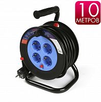 Удлинитель Smartbuy катушка 4 гнезда 10м, с/з, предохр-ль ПВС 3*1,5 16А/3,5кВт (1) (SBE-16-4-10-Z)
