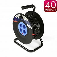 Удлинитель Smartbuy катушка 4 гнезда 40м, б/з, предохр-ль ПВС 2*1,0 10А/2,2кВт (1) (SBE-10-4-40-N)