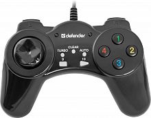 Проводной геймпад DEFENDER Vortex USB, 13 кнопок, черный  (1/20/40) (64249)