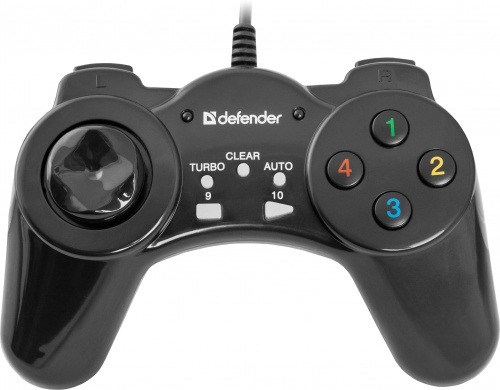 Проводной геймпад DEFENDER Vortex USB, 13 кнопок, черный  (1/20/40) (64249)