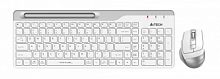 Комплект беспроводной Клавиатура + Мышь A4TECH Fstyler FB2535C, USB Bluetooth/Радио slim, клав:белая/серая мышь:белая/серая (1/20) (FB2535C ICY WHITE)