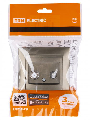 Розетка TV ("мама") + SAT (F-разъем) 0-2400МГц бронза , с/у, "Лама" (10/120) TDM (SQ1815-0720) фото 2 Розетка TV ("мама") + SAT (F-разъем) 0-2400МГц бронза , с/у, "Лама" (10/120) TDM (SQ1815-0720) фото 2