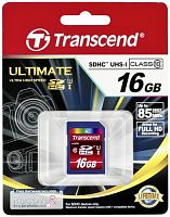 Карта памяти SDHC  16GB  Transcend Class 10 UHS-I (TS16GSDHC10U1)