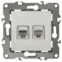 Розетка ЭРА серии ЭРА 12 скрытой установки информационная+телефонная RJ45+RJ11 белый (1/10/100/3200) (Б0018248)