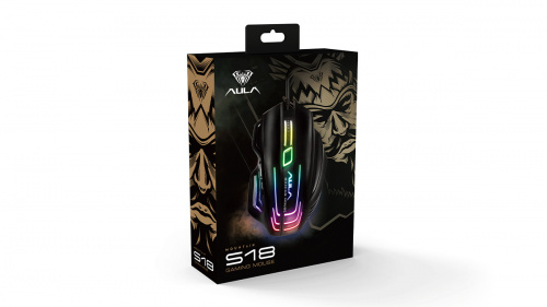 Мышь игровая проводная AULA S18, RGB подсветка, 7 кн., регулируемый вес, 800/1600/2400/3200/4800/ 6400 dpi, кабель 1,8м (1/40) (80001190) фото 2