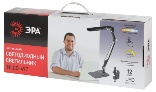 Светильник настольный ЭРА NLED-497-12W-BK светодиодный на струбцине и с основанием черный (1/6) (Б0052771) фото 19