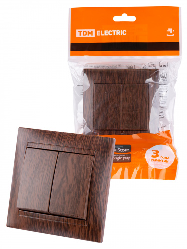 Выключатель 2-х клавишный 10А венге "Лама" с/у (1/10/120) TDM (SQ1815-0402) Выключатель 2-х клавишный 10А венге "Лама" с/у (1/10/120) TDM (SQ1815-0402)