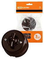 Выключатель поворотный проходной с ручкой (бантик) 10А коричневый «Виви» TDM (6/36) (SQ1820-1405)