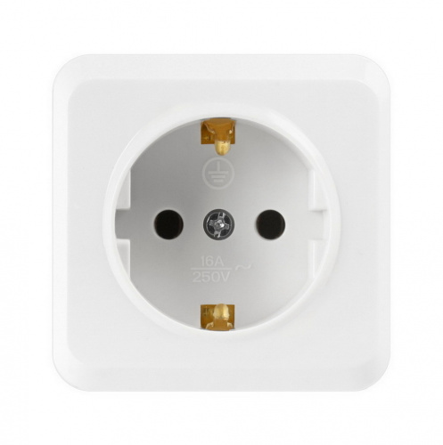Розетка SMARTBUY 1-местная 16А, ОУ, с заземлением белая "Юпитер" (SBE-03w-16-S1-Z) (1/10)