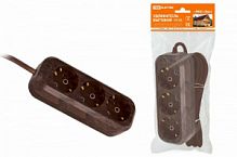 Удлинитель TDM У03 3 гнезда, 3метра,2П+3, ПВС 3х1мм2 "Эко" (бук) 16А/250В (SQ1303-3001)