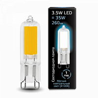 Лампа светодиодная GAUSS G9 AC220-240V 3.5W 260lm 4100K стекло 1/10/200 (107809203)