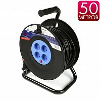 Удлинитель Smartbuy катушка 4 гнезда 50м, б/з, предохр-ль ПВС 2*1,0 10А/2,2кВт (1)