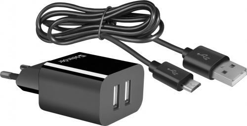 Блок питания сетевой 2 USB DEFENDER UPC-21, черный, 5V/2.1А, кабель microUSB (1/50) (83581) фото 9