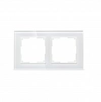 Рамка SMARTBUY 2-местная стекло белая "Нептун" (SBE-05w-Glass-FR-2)