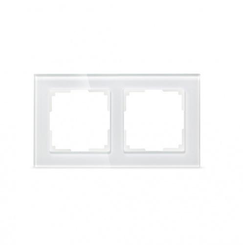 Рамка SMARTBUY 2-местная стекло белая "Нептун" (SBE-05w-Glass-FR-2)