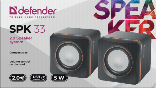 Акустическая 2.0 система DEFENDER SPK-33, USB, черная/оранжевая (1/50) (65633) фото 6
