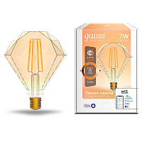 Лампа светодиодная GAUSS Smart Home, филамент, Wi-Fi и голосовое управление, програм-ние режимов, диммер, DIM E27 Diamond Golden 7 Вт 1/40 (1350112)