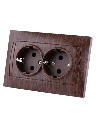 Розетка двойная 2П+З 16А 250В с защ. шт. венге , с/у, "Лама" (6/72) TDM (SQ1815-0413) фото 5