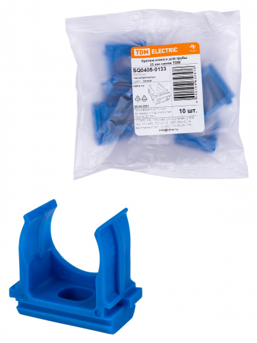 Крепеж-клипса для трубы ПНД 25 мм (10 шт.) синяя TDM (1/10/900) (SQ0405-0133) Крепеж-клипса для трубы ПНД 25 мм (10 шт.) синяя TDM (1/10/900) (SQ0405-0133)