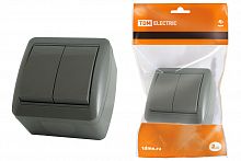 Выключатель 2-кл. открытой установки IP44 10А серый "Селигер" TDM (1/10/120) (SQ1818-0102)